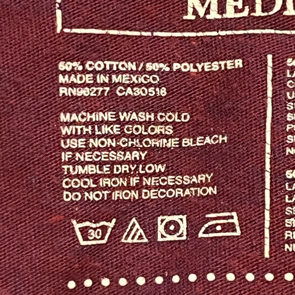 Vans red/burgundy heather and white tagless tee shirt size M - Picture 3 of 4